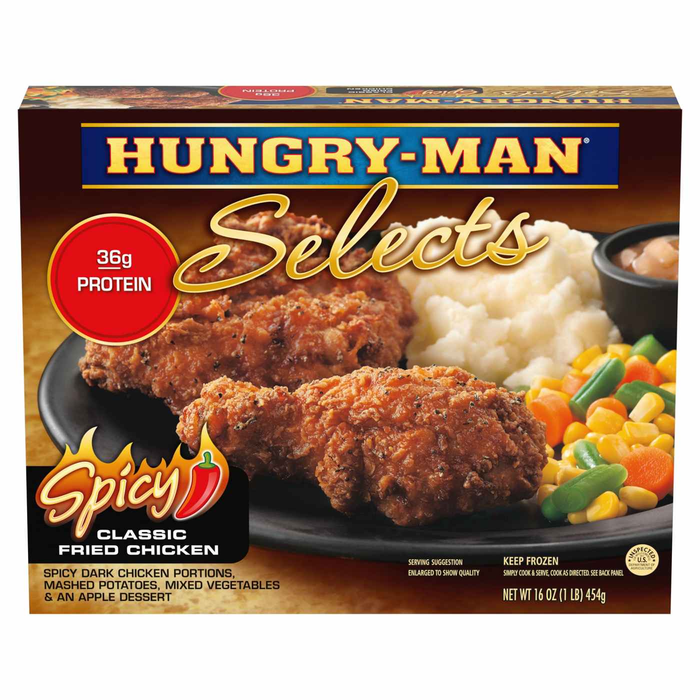 Hungry-Man Spicy Fried Chicken Frozen Meal; image 1 of 4