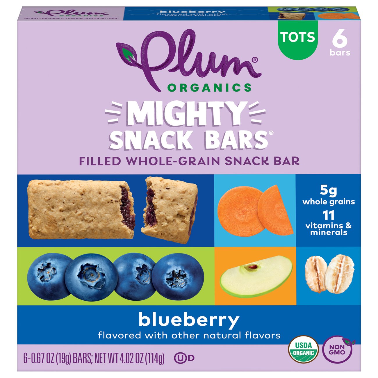 Plum Organics Mighty Snack Bars - Blueberry, 6 ct