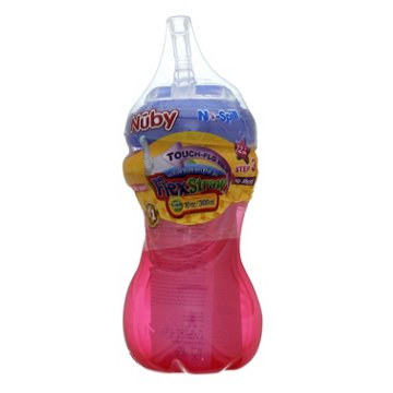 Nuby No Spill Flexi Straw 10 oz Cup, Assorted Colors
