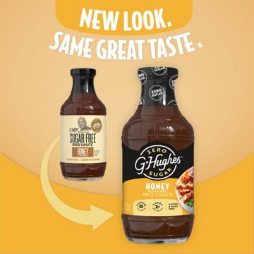 G Hughes Smokehouse Zero Sugar Honey Flavored BBQ Sauce, 18 oz