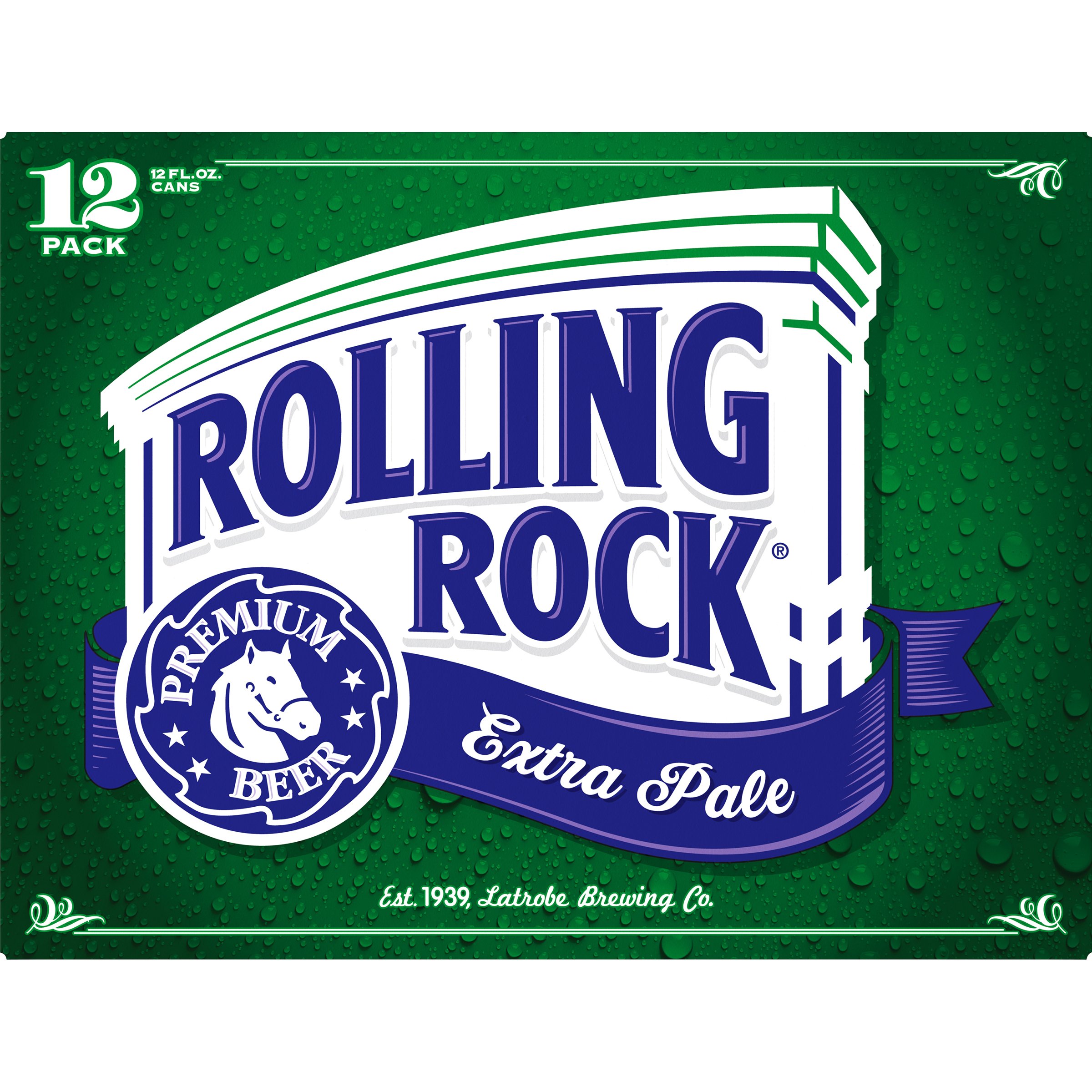 Rolling Rock Premium Extra Pale Beer 12 pk Cans, 12 oz