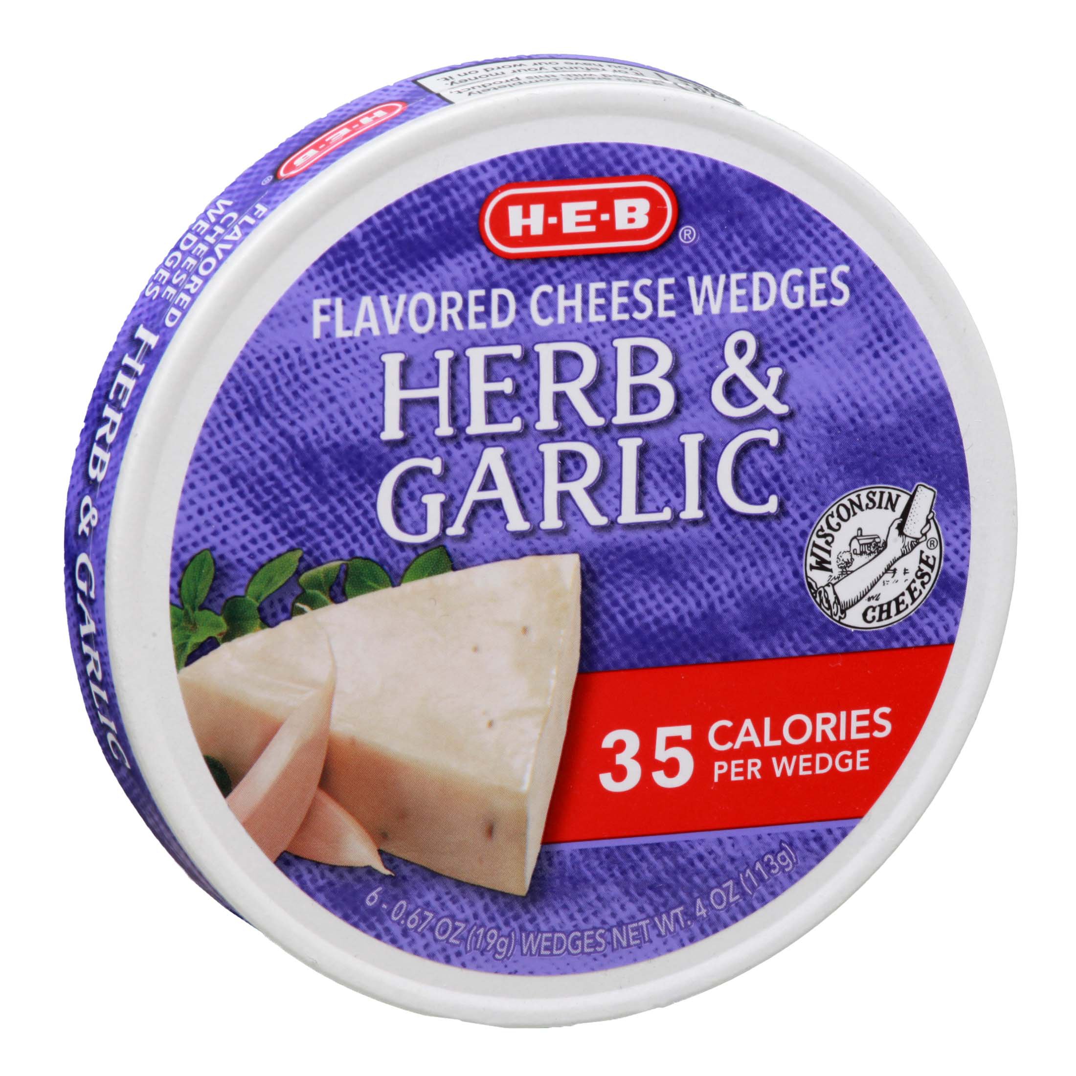 H-E-B Cheese Spread Wedges - Herb & Garlic, 6 ct, 4 oz