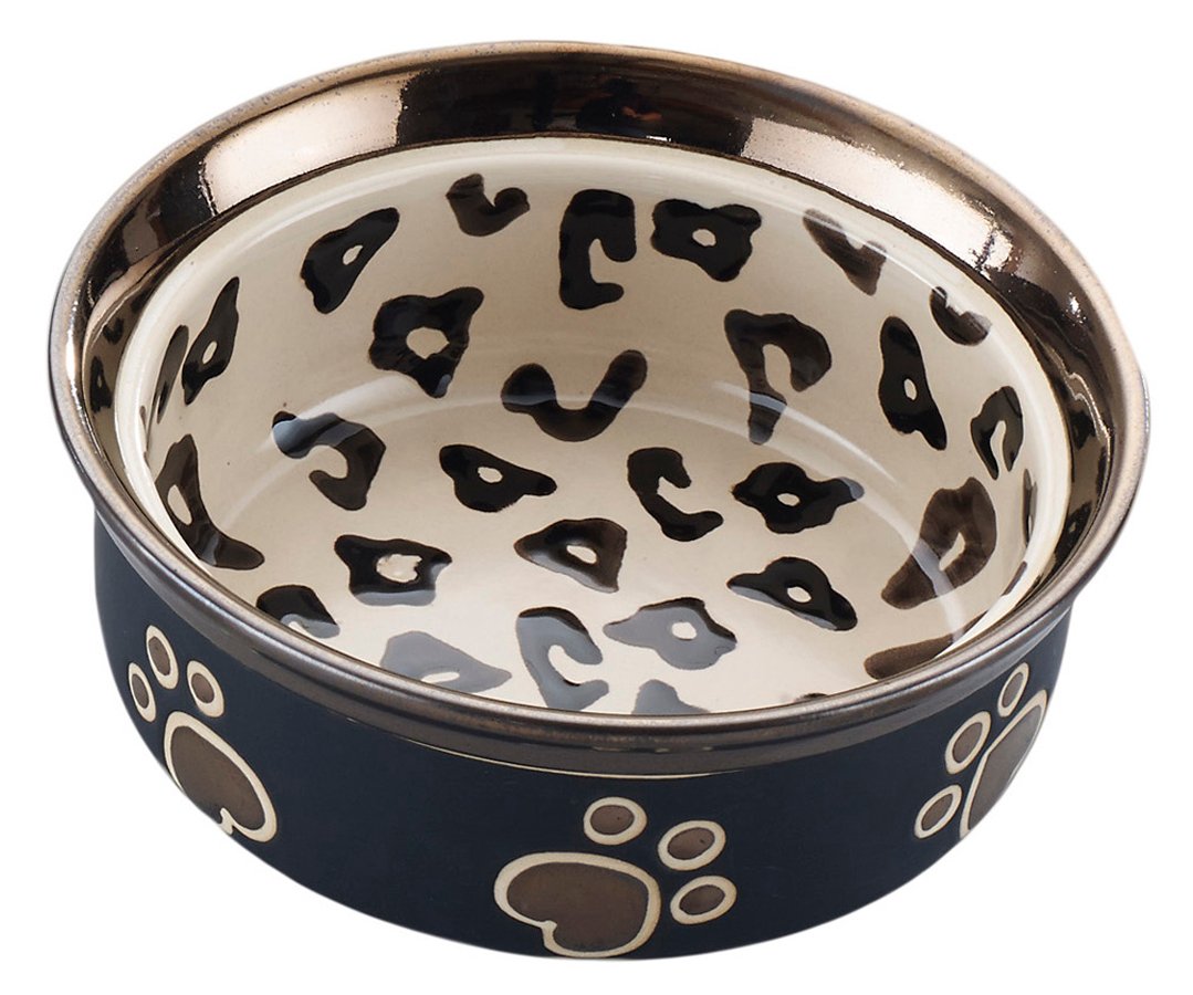 Spot 5" Leopard Ritz Copper Rim Pet Dish Shop Dogs at HEB