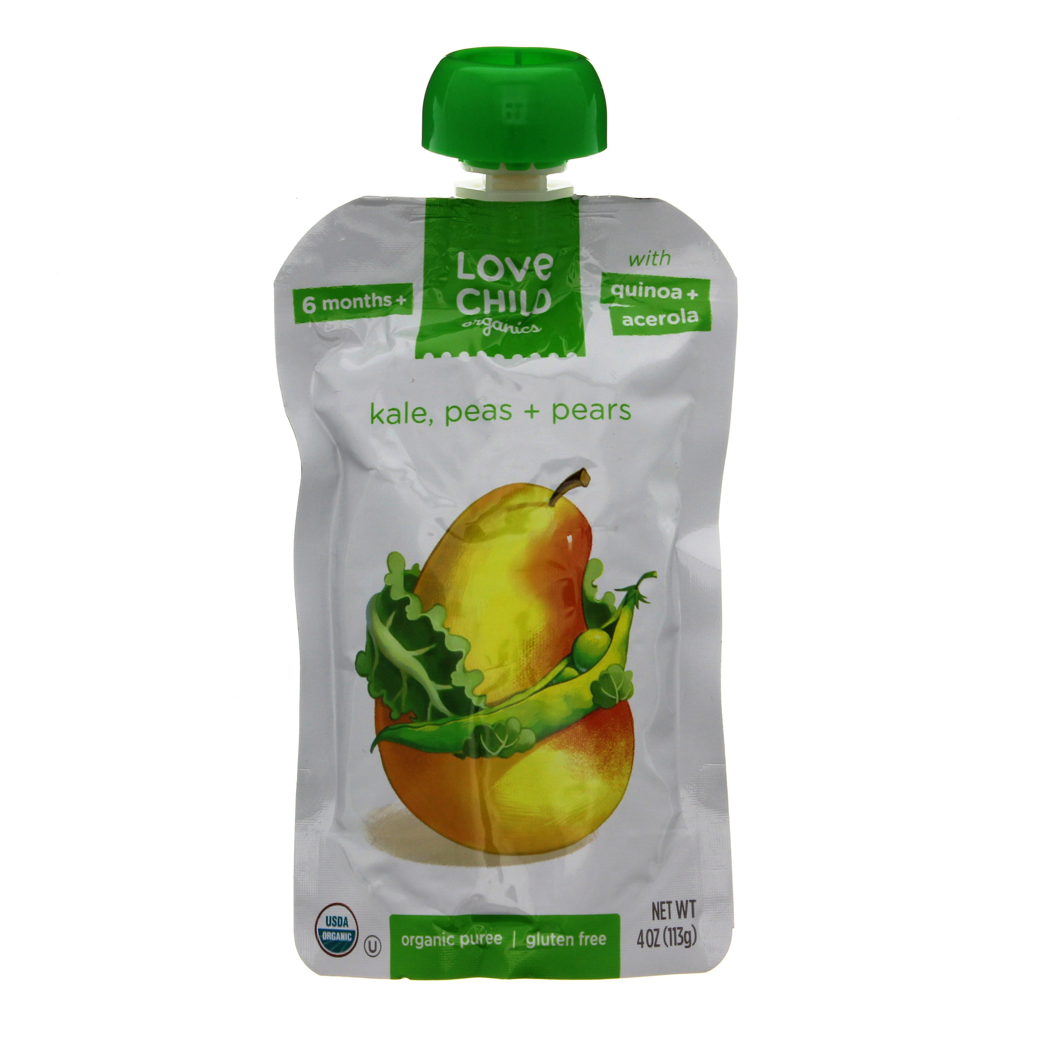 Love Child Organics Pears Kale + Peas Super Blend Puree Shop Baby