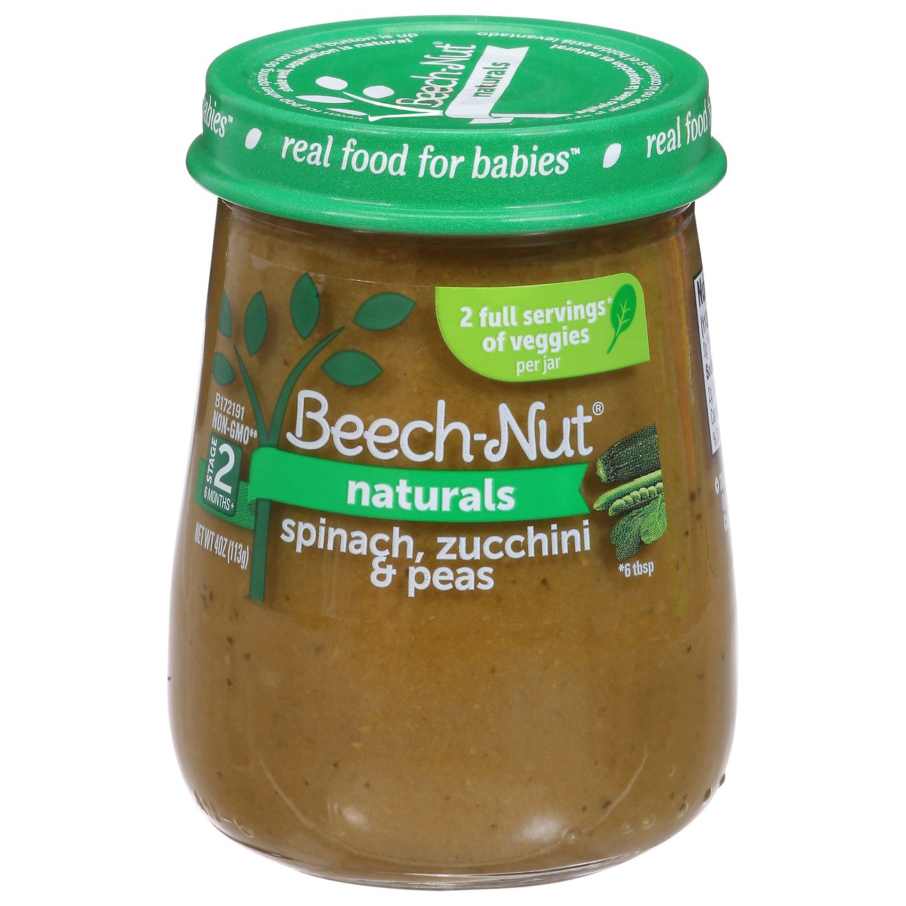 Beech Nut Naturals Stage 2 Spinach Zucchini Peas Baby Food Jar Shop Baby Food At H E B