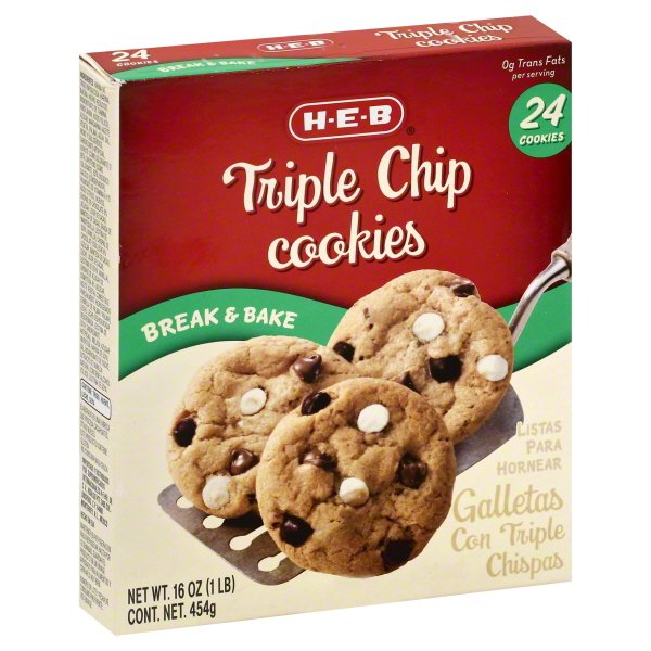 H-E-B Triple Chocolate Chip Chunky Cookie Dough - Shop Biscuit & Cookie ...