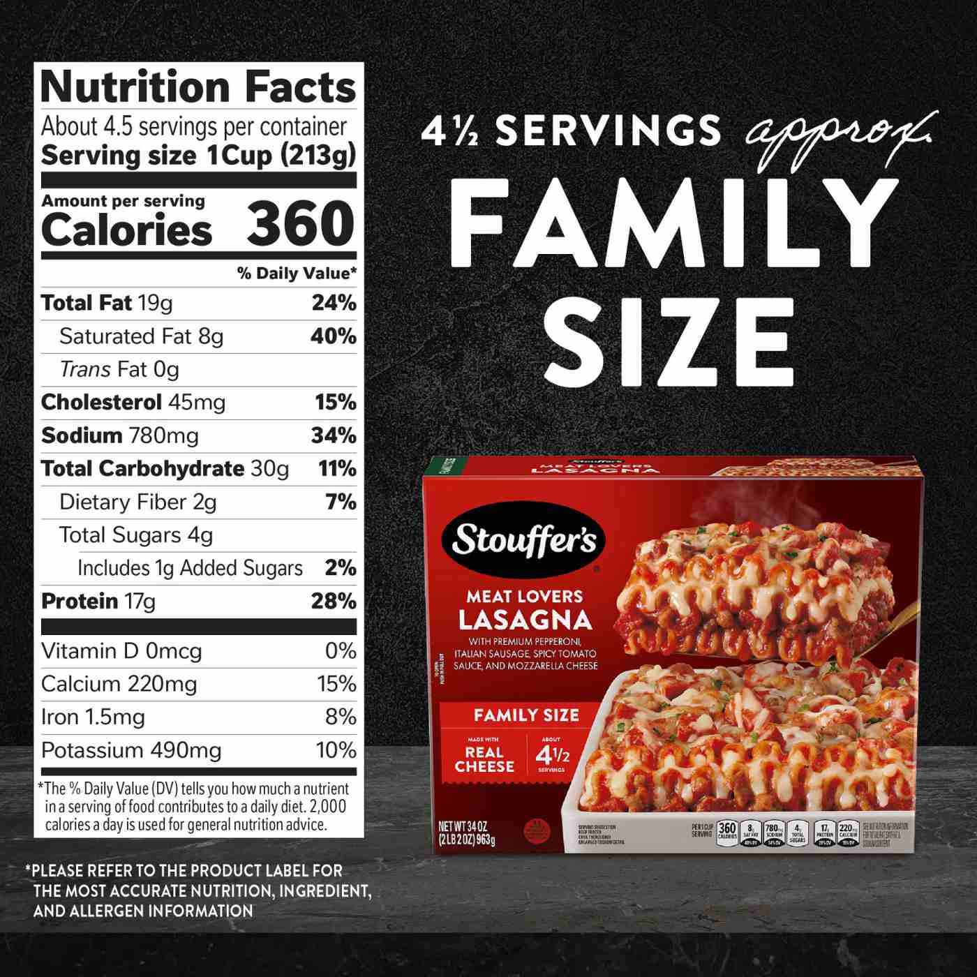 Stouffer's Meat Lovers Lasagna - Family Size; image 6 of 8