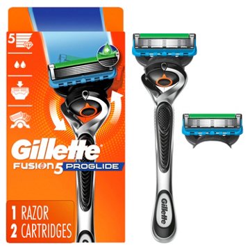 Gillette Fusion5 ProGlide Shaving Razor + 2 Blade Refills for Men