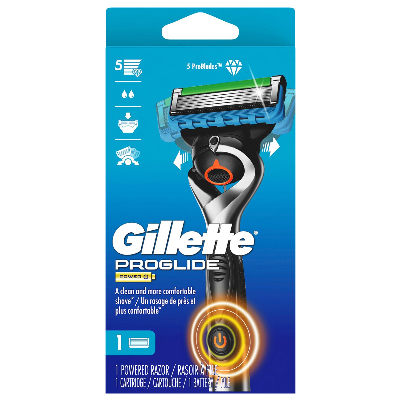 Bestrating Ijdelheid tobben Gillette ProGlide Power Razor + 1 Blade Refill - Shop Razors & Blades at  H-E-B