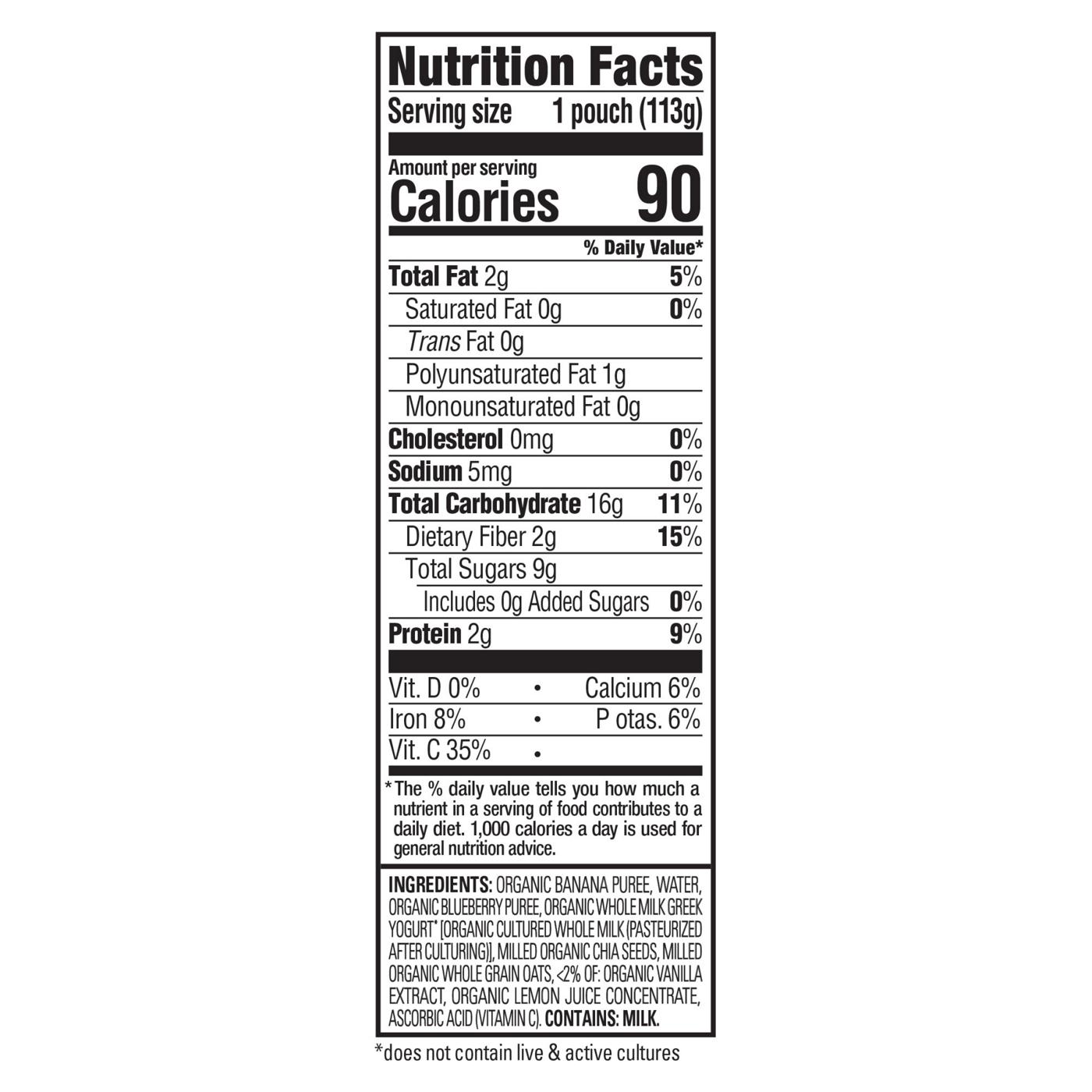 Happy Tot Stage 4 Organic Bananas Blueberries Yogurt & Oats + Super; image 2 of 4