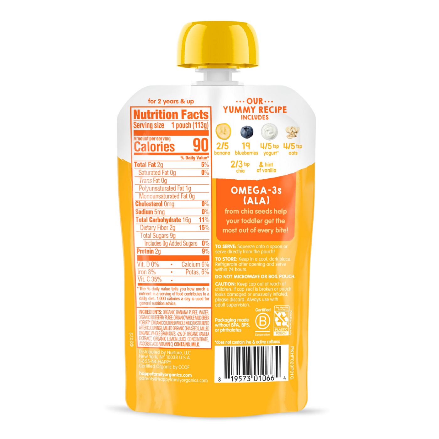 Happy Tot Stage 4 Organic Bananas Blueberries Yogurt & Oats + Super; image 4 of 4