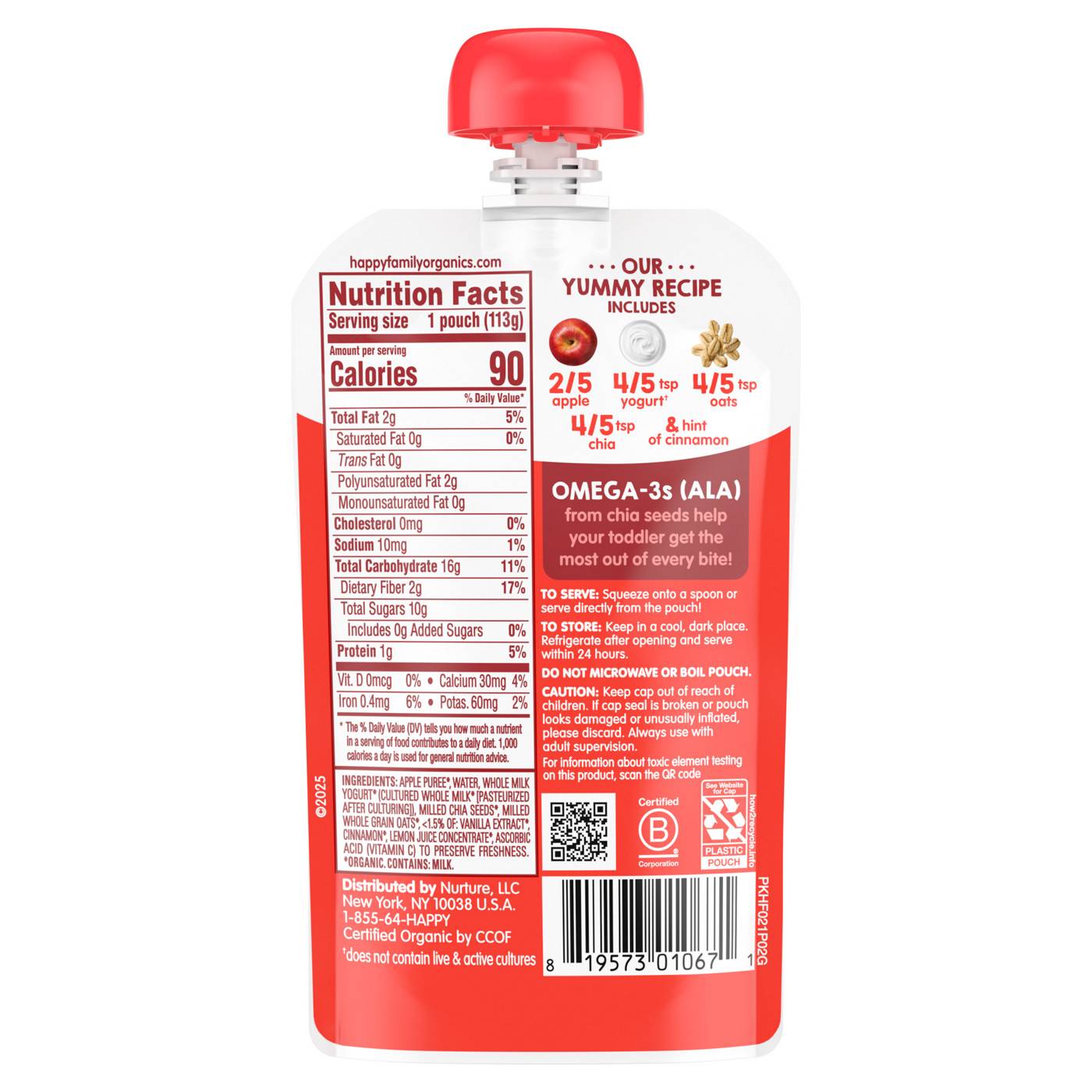 Happy Tot Stage 4 Organic Apples Cinnamon Yogurt & Oats + Super Chia; image 2 of 4