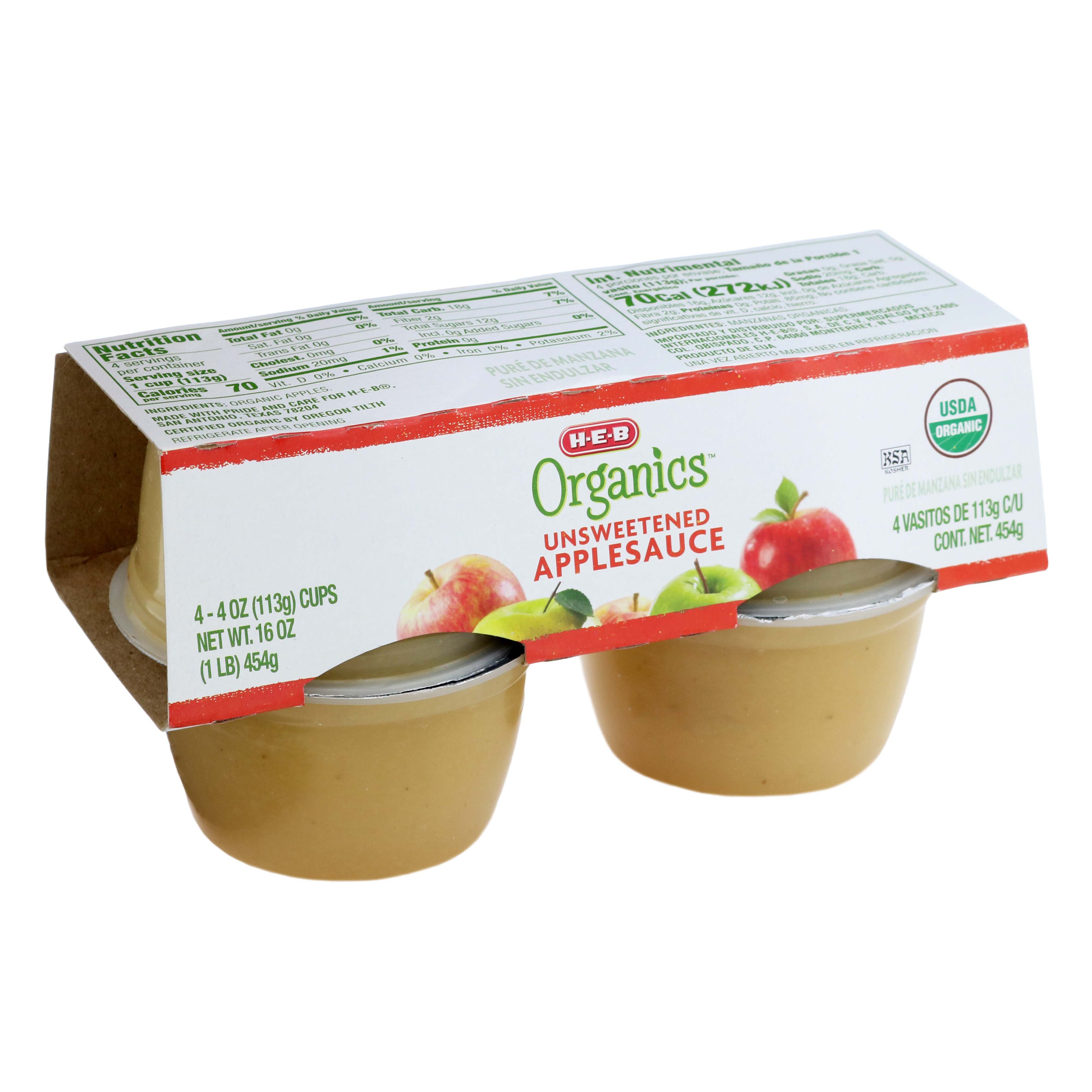 H E B Organics Unsweetened Apple Sauce Cups Shop Fruit At H E B