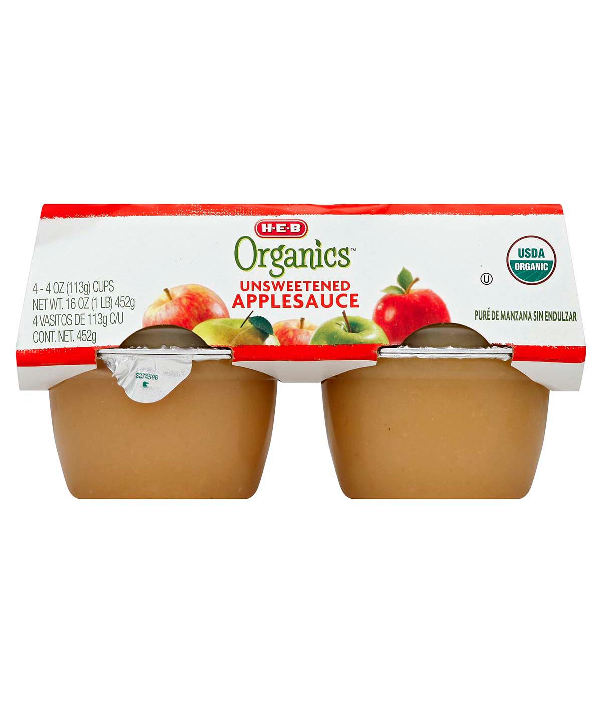 H-E-B Organics Unsweetened Applesauce Cups; image 1 of 3