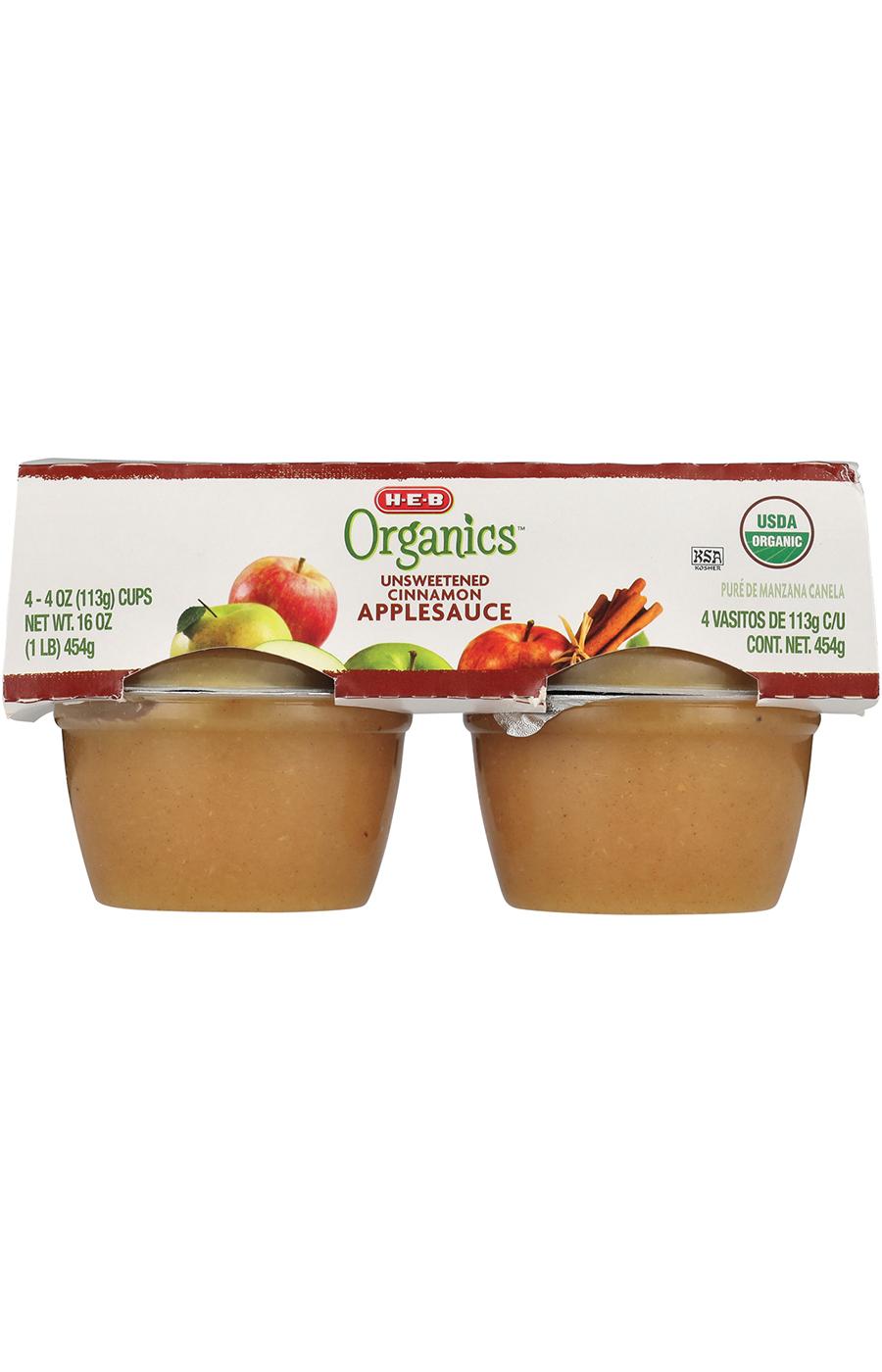 H-E-B Organics Cinnamon Applesauce Cups; image 1 of 2
