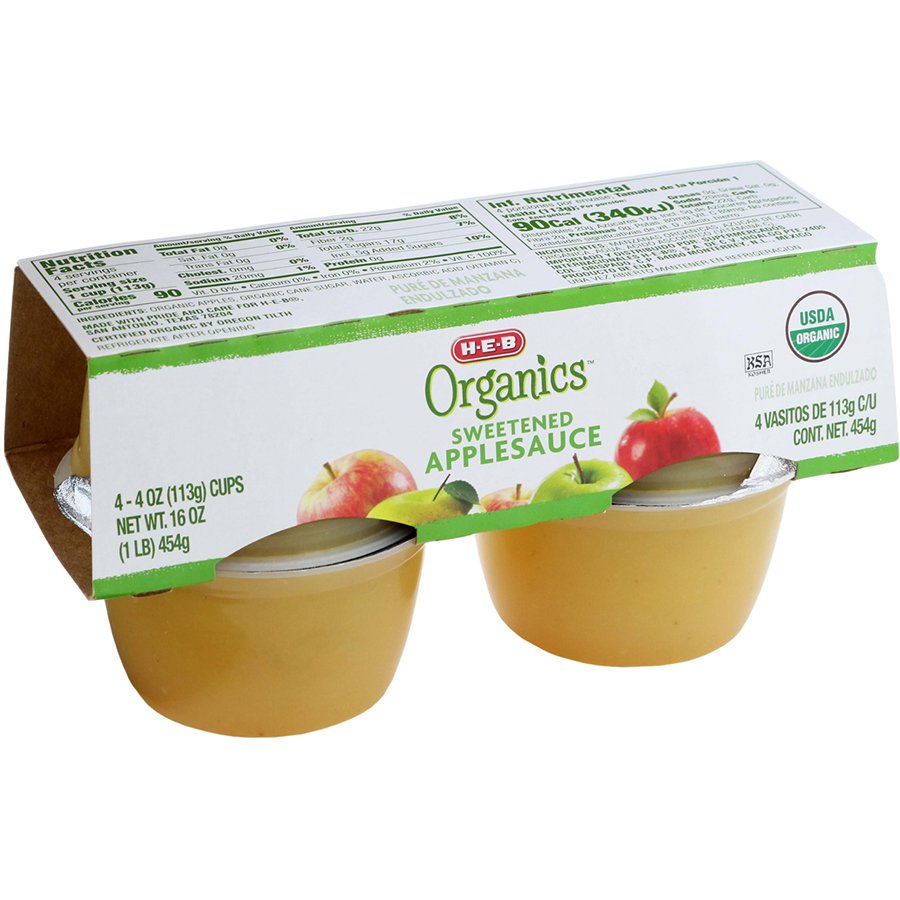 HEB Organics Sweetened Applesauce Cups Shop Apples at HEB