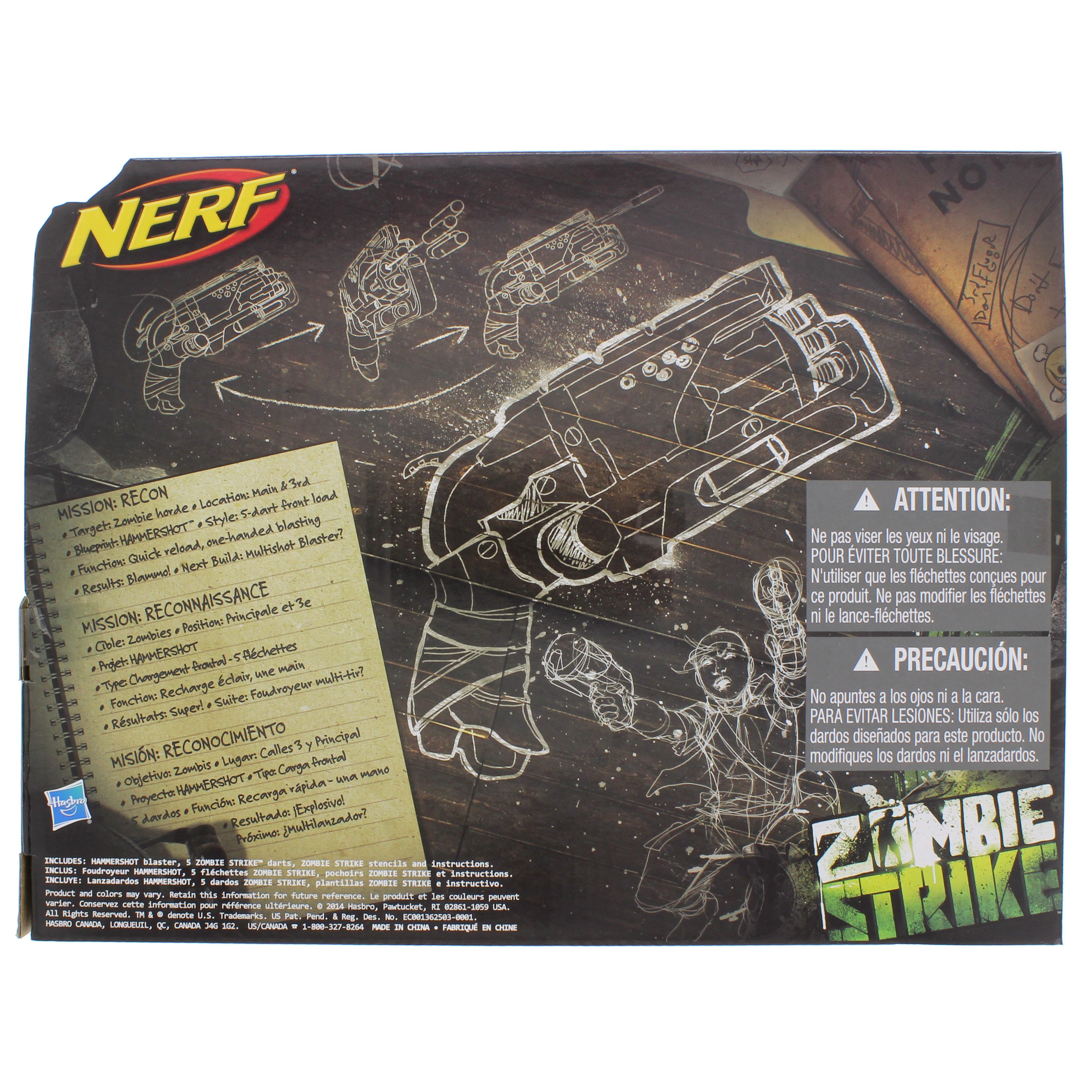 Nerf Zombie Strike Hammershot Blaster with 5 Nerf Zombie Strike Darts 