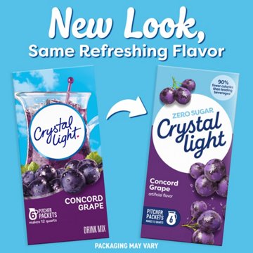 Crystal Light Zero Sugar Drink Mix Picther Packets - Concord Grape, 6 ct