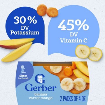 Gerber Stage 2 Baby Food - Banana Carrot & Mango, 4 oz Tubs