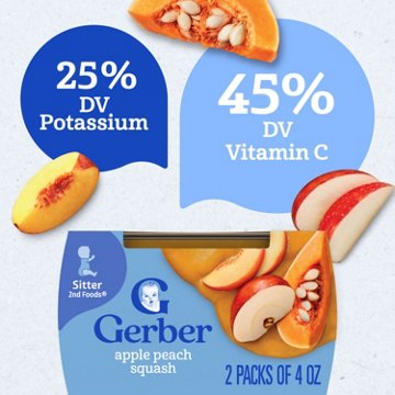 Gerber Stage 2 Baby Food - Apple Peach & Squash, 4 oz Tubs