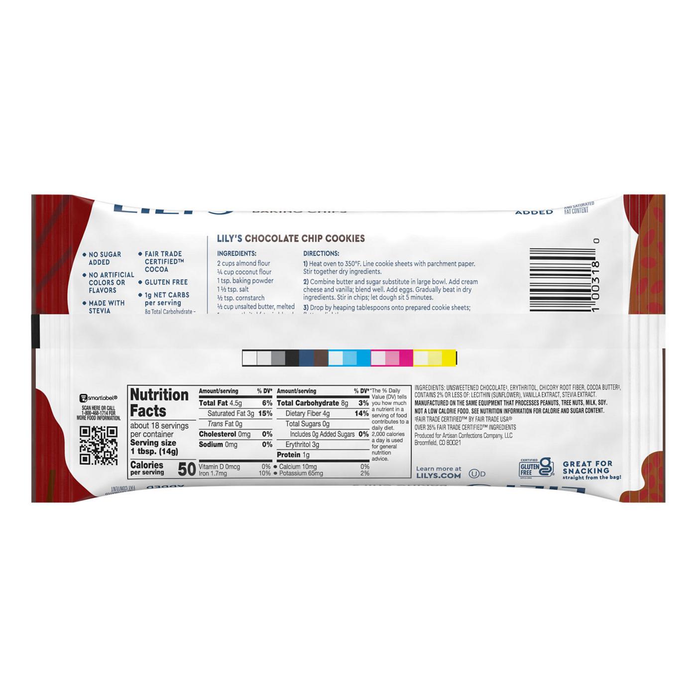 Lily's No Sugar Added Dark Chocolate-Style Baking Chips; image 2 of 6