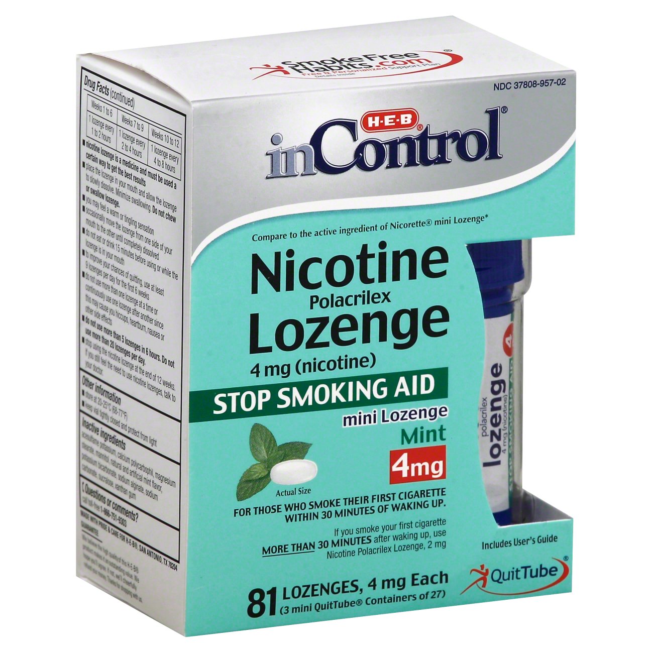 H E B Incontrol Nicotine Mini Lozenge Mint 4mg Shop Smoking Cessation At H E B