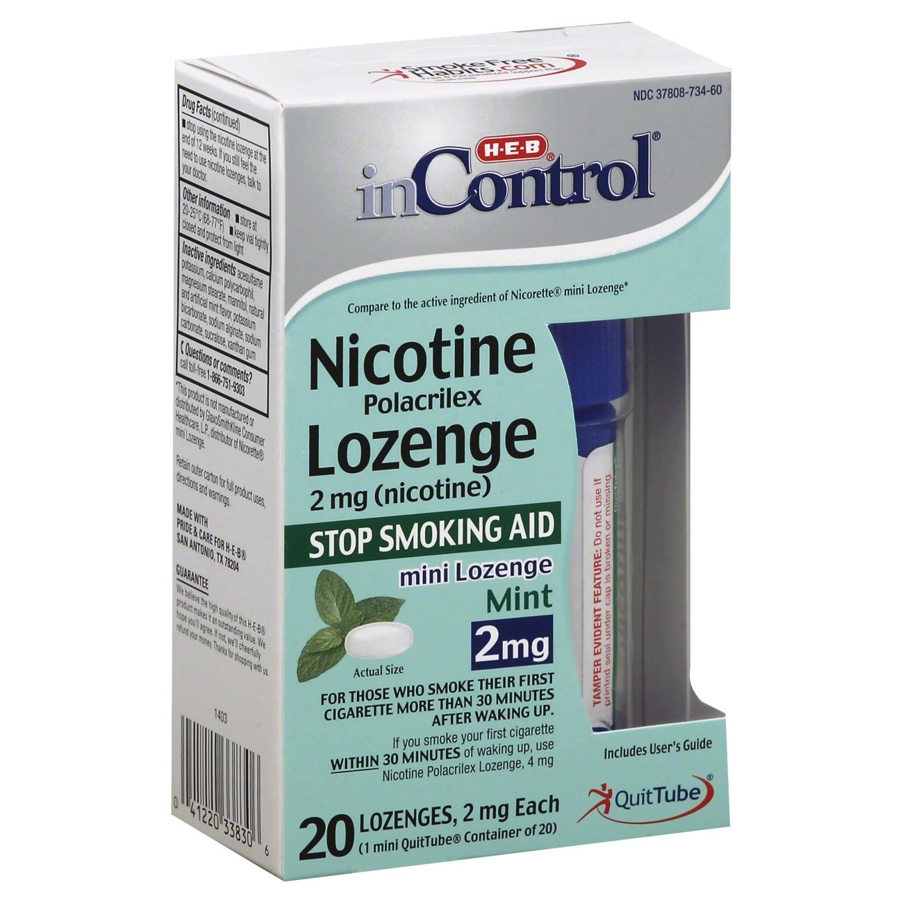 HEB InControl Nicotine Mini Lozenge Mint 2MG Shop Smoking cessation at HEB