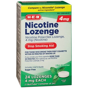 H-E-B Nicotine Lozenge - 4 mg, Sugar Free Mint, 24 ct