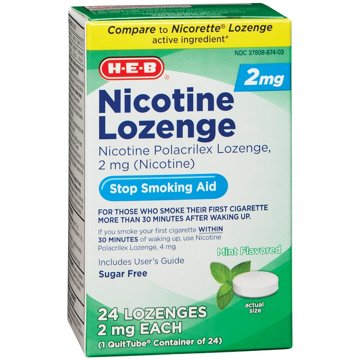 H-E-B Nicotine Lozenge Stop Smoking Aid 2 mg - Mint Flavor, 24 ct