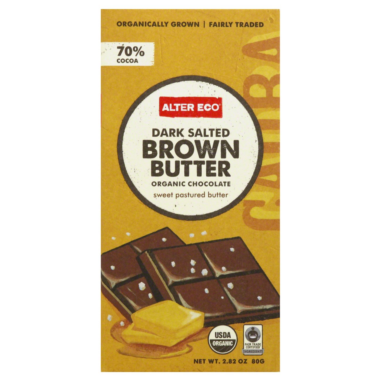 Alter Eco 70% Dark Salted Brown Butter Chocolate Bar Candy, 2.82