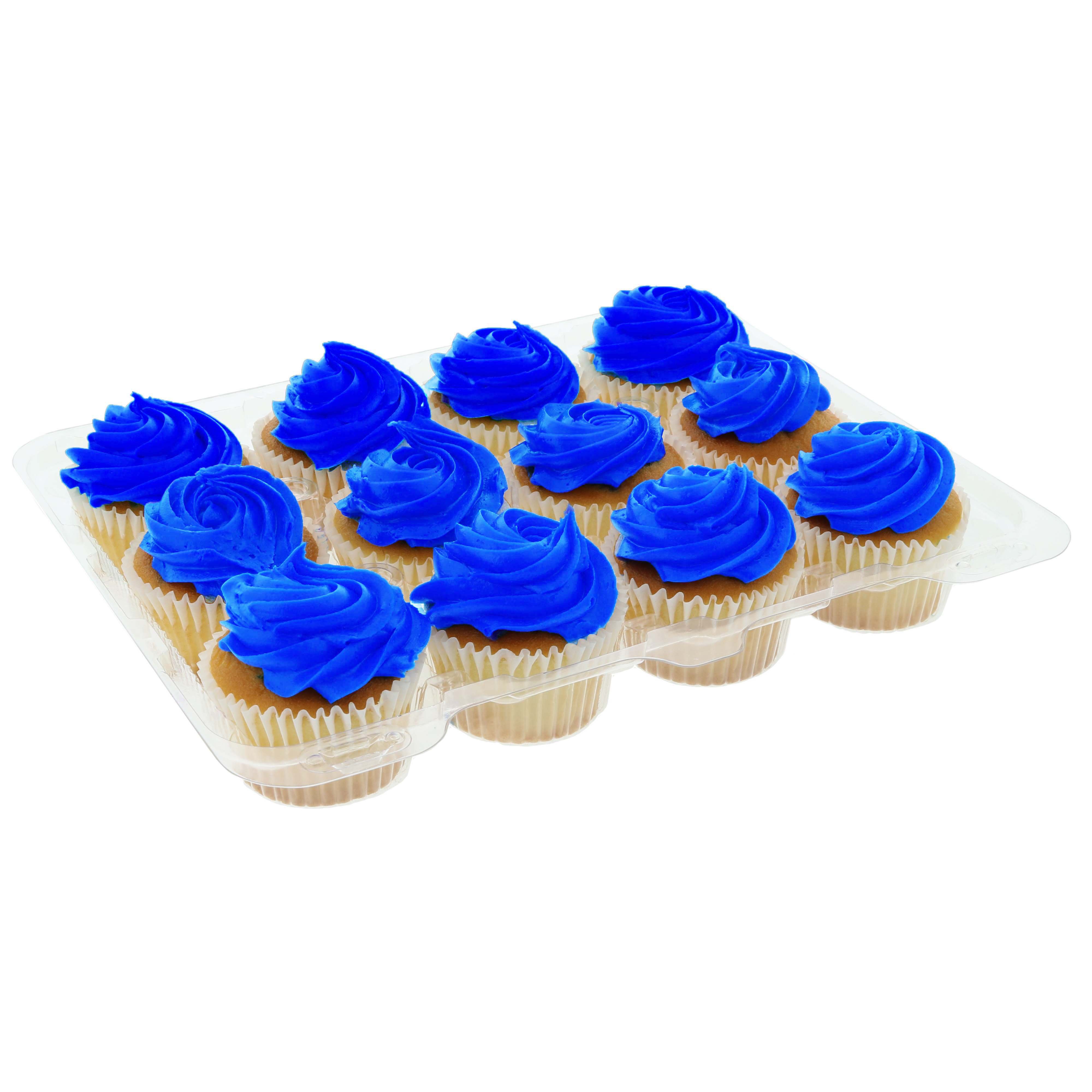 H E B White Cupcakes With Blue Buttercream Icing Shop Cakes At H E B