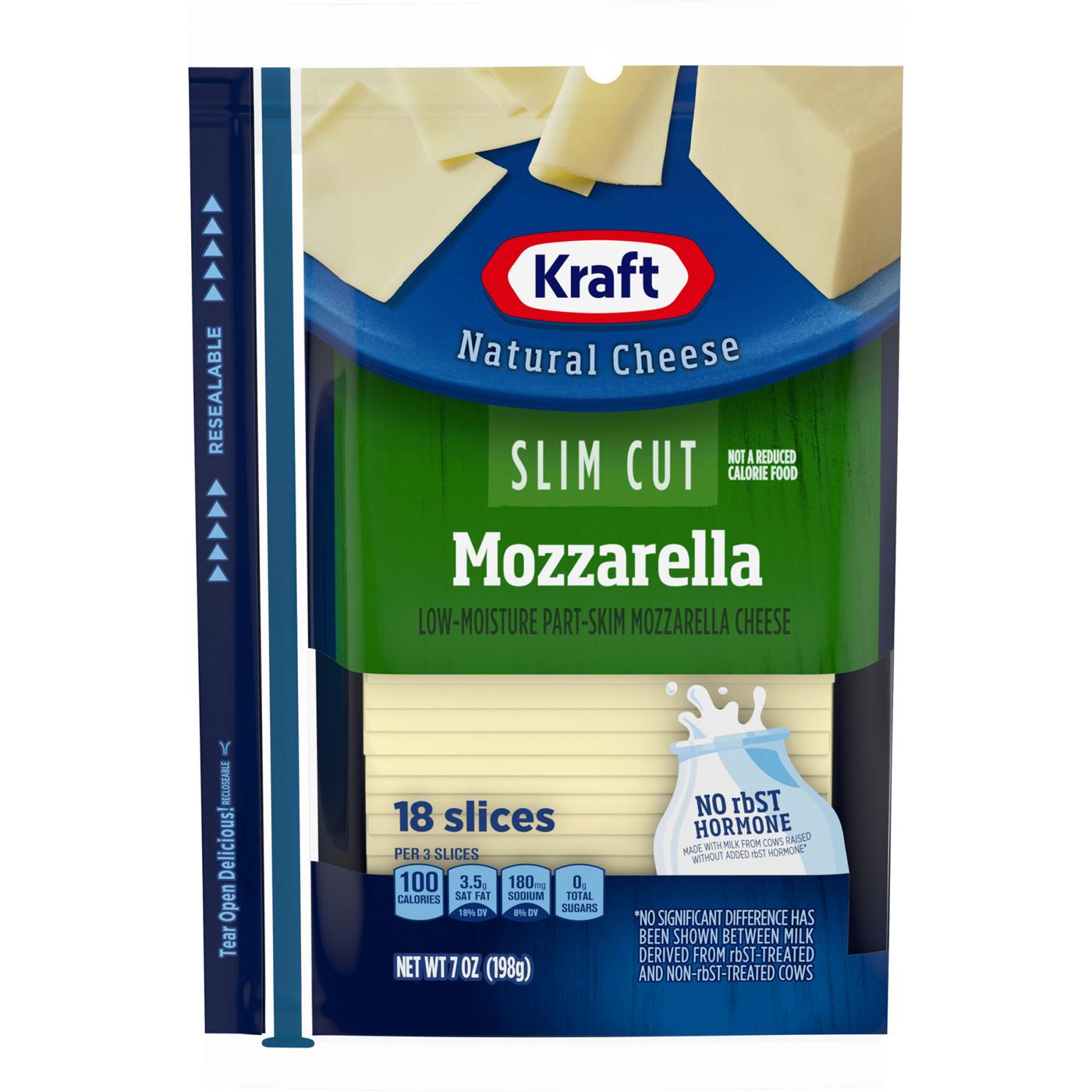 Kraft Mozzarella Sliced Cheese, Slim Cut; image 1 of 2