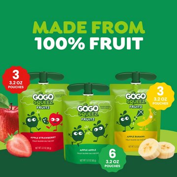 GoGo squeeZ No Sugar Added Apple Banana Strawberry Applesauce Variety Pouches, 12 ct