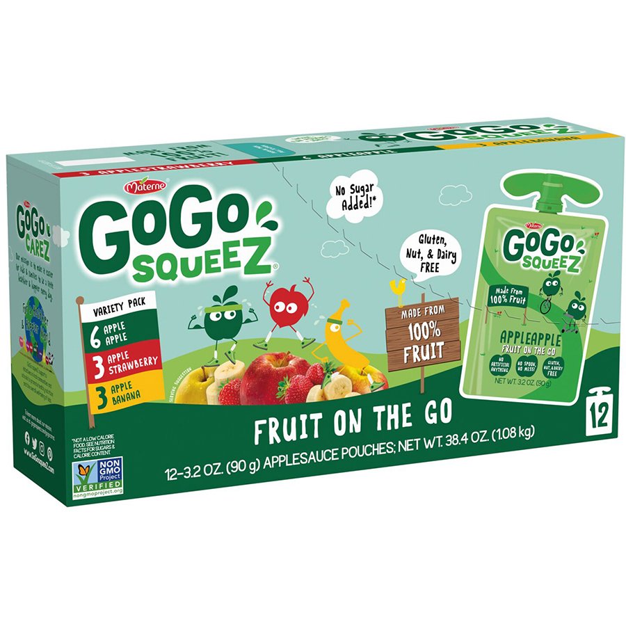 GoGo squeeZ Applesauce Pouches Variety Pack (Apple Apple, Apple Strawberry, Apple Banana)