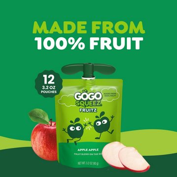 GoGo squeeZ No Sugar Added Apple Applesauce & Fruit Puree Pouches, 12 ct