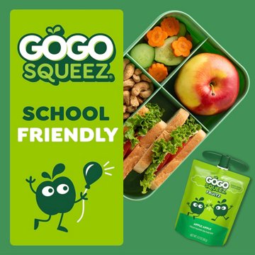GoGo squeeZ No Sugar Added Apple Applesauce & Fruit Puree Pouches, 12 ct