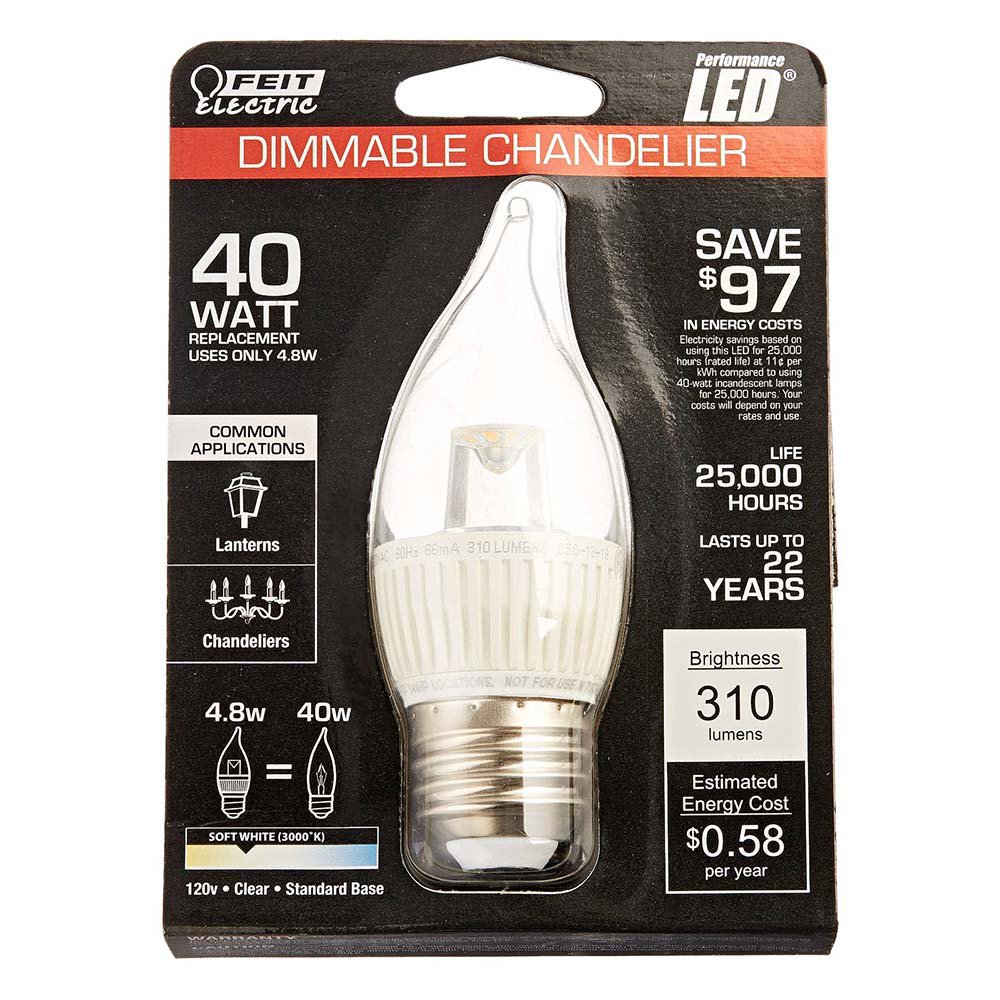 Feit Electric Performance 40-Watt Dimmable Chandelier LED Light Bulb ...