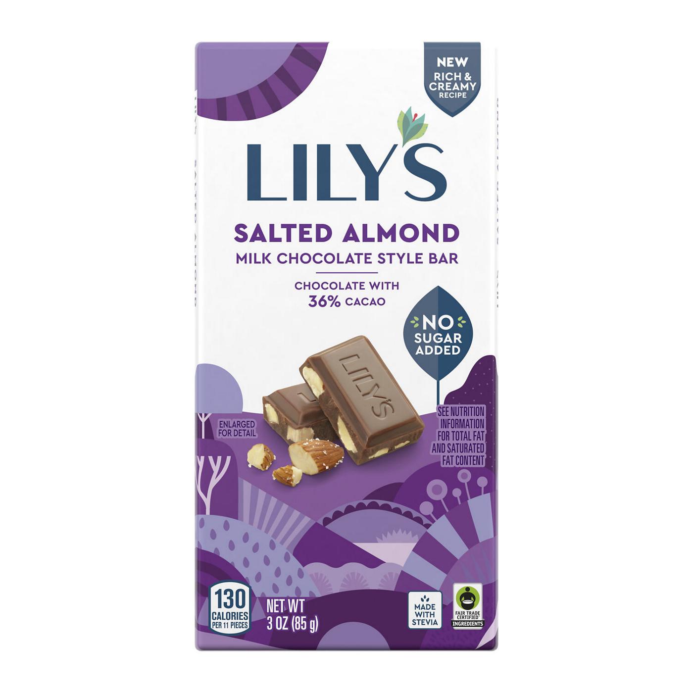 Lily's Salted Almond Milk Chocolate Style Bar; image 1 of 6