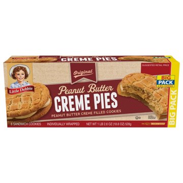 Little Debbie Bigger Peanut Butter Creme Pies - Big Pack, 6 ct
