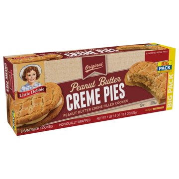 Little Debbie Bigger Peanut Butter Creme Pies - Big Pack, 6 ct