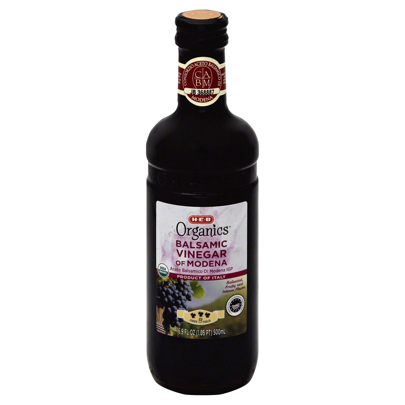 H E B Organics Balsamic Vinegar Of Modena 3 Leaf Shop Vinegar And Cooking Wine At H E B