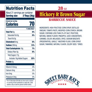 Sweet Baby Ray's Hickory & Brown Sugar Barbecue Sauce, 28 oz