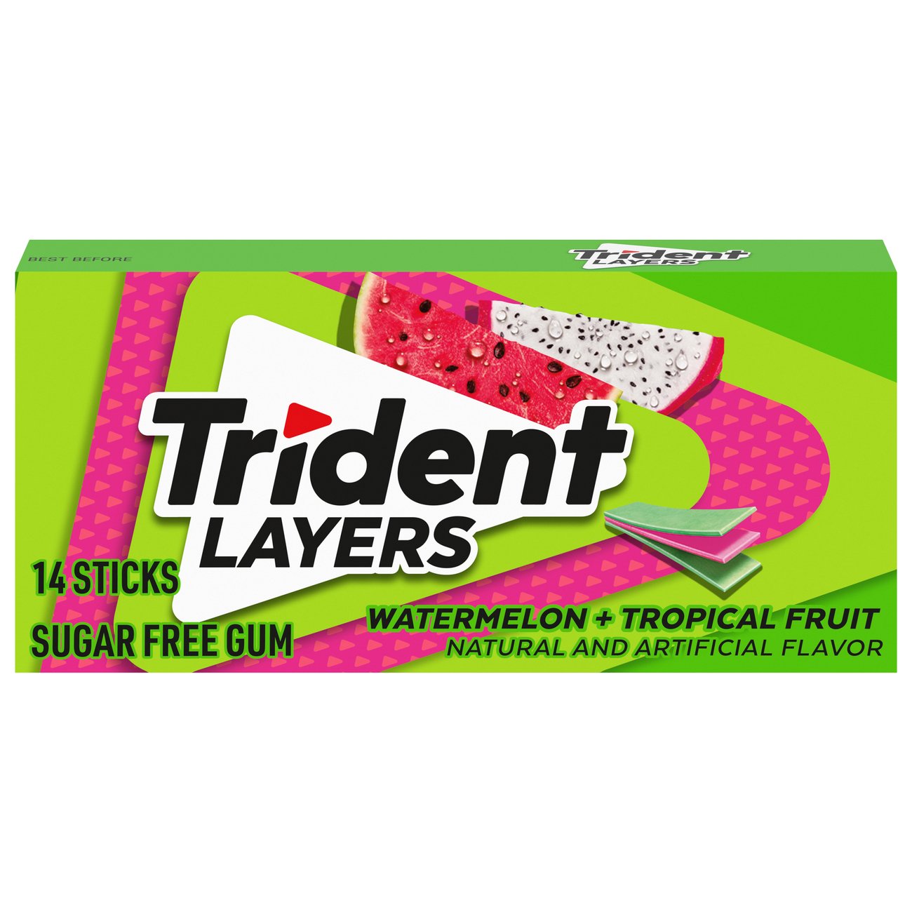 Trident Layers Watermelon + Tropical Fruit Sugar Free Gum - Shop Candy ...