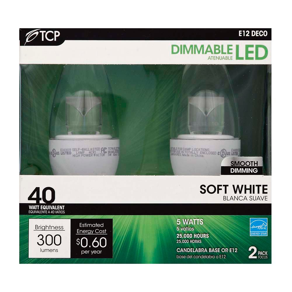 TCP E12 Deco 40-Watt Dimmable Soft White LED Light Bulb - Shop Light ...
