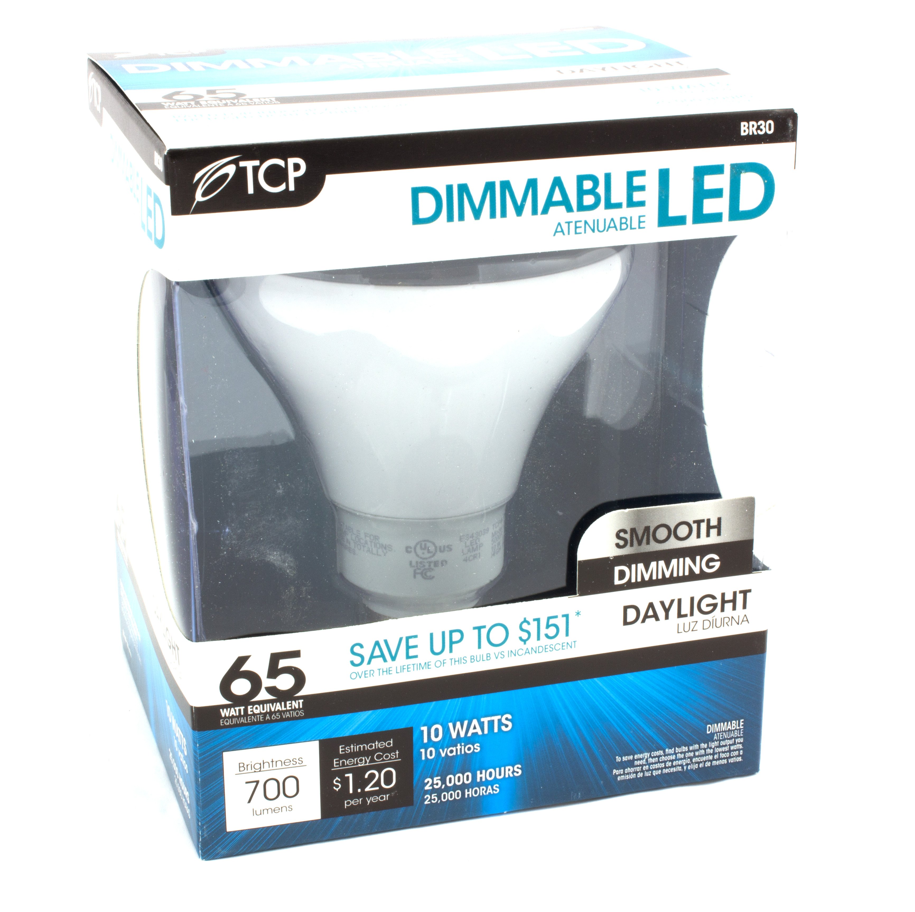 TCP BR30 65Watt Dimmable Daylight LED Light Bulb Shop Light Bulbs at