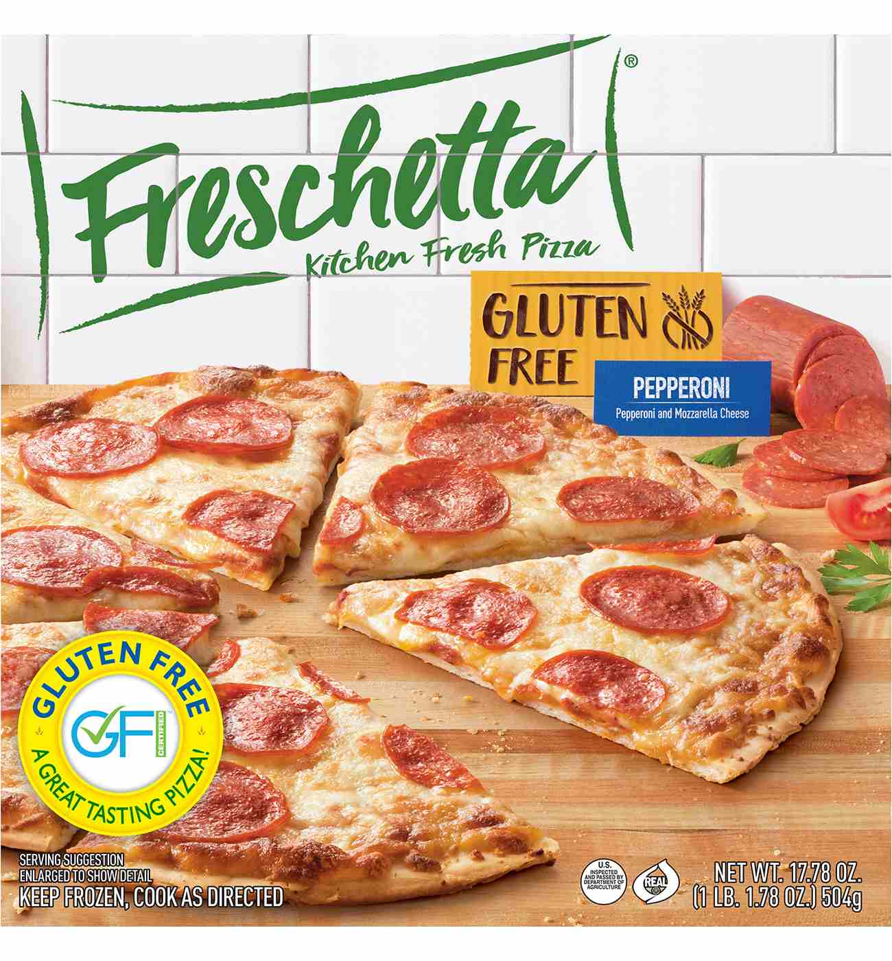 Freschetta Pepperoni Gluten Free Thin Crust Frozen Pizza; image 1 of 3