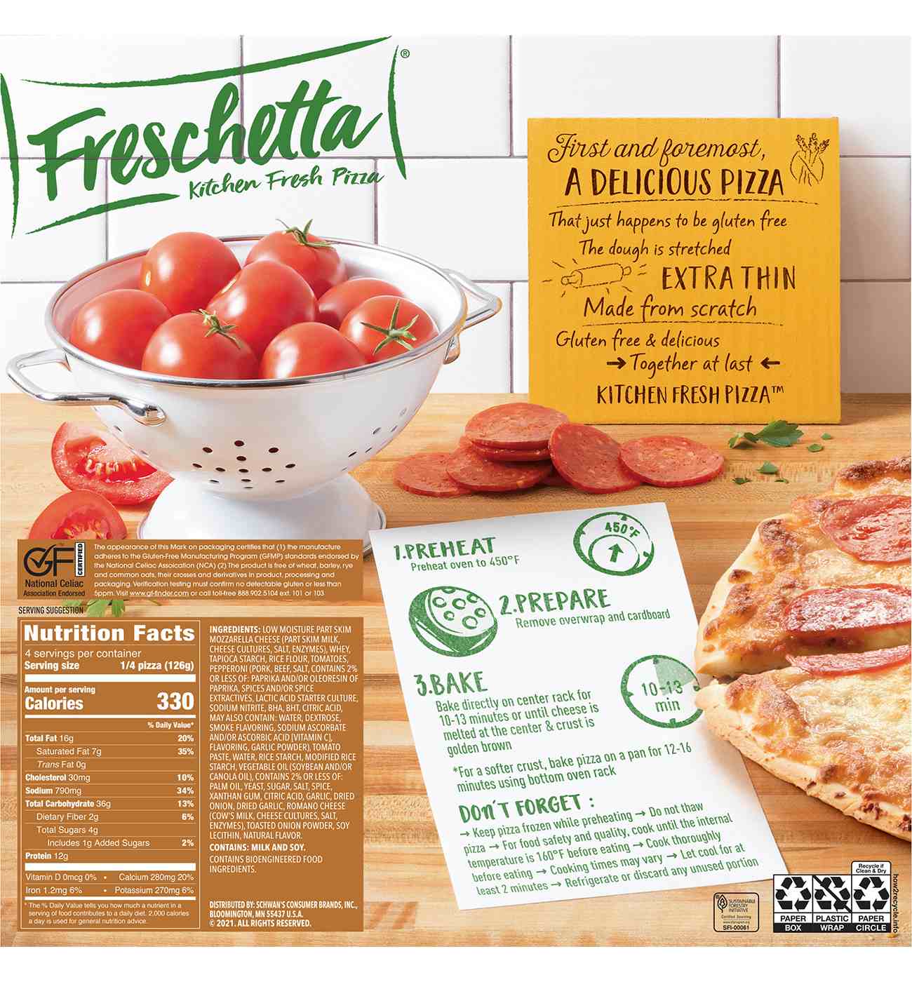 Freschetta Pepperoni Thin Crust Gluten Free Frozen Pizza; image 5 of 10