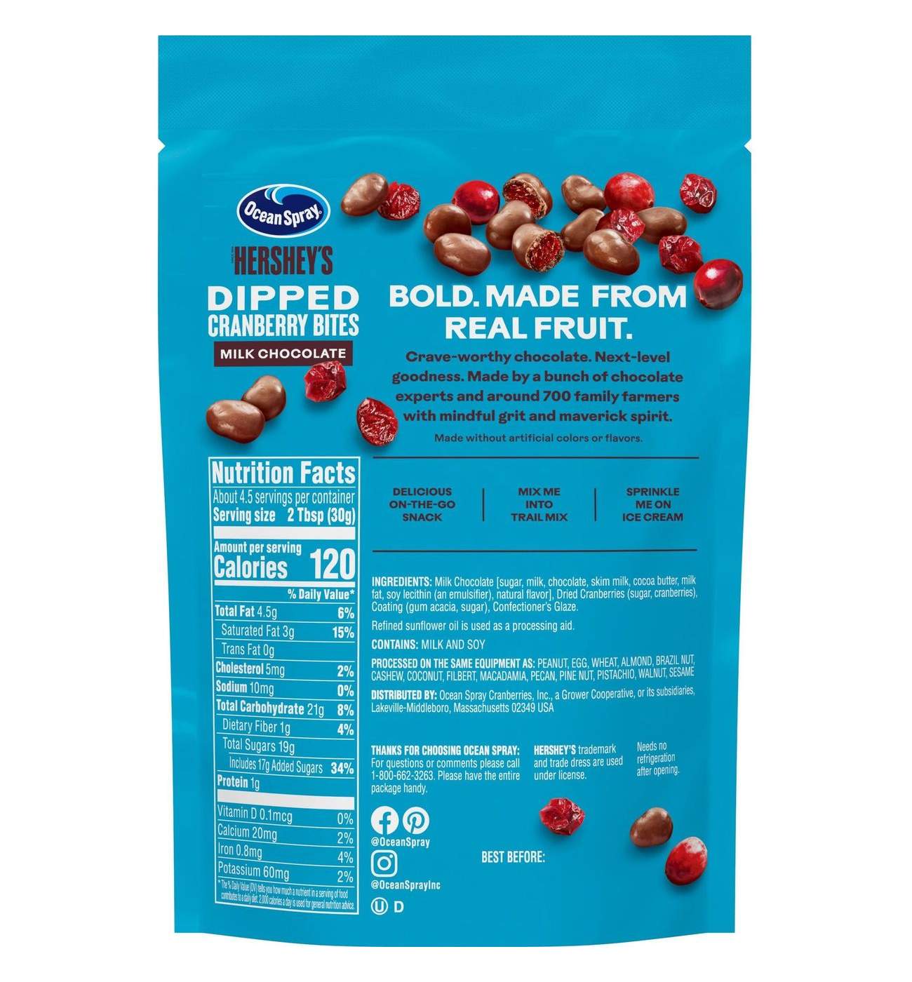 Ocean Spray Hershey's Milk Chocolate Dipped Craisins Cranberry Bites; image 5 of 7