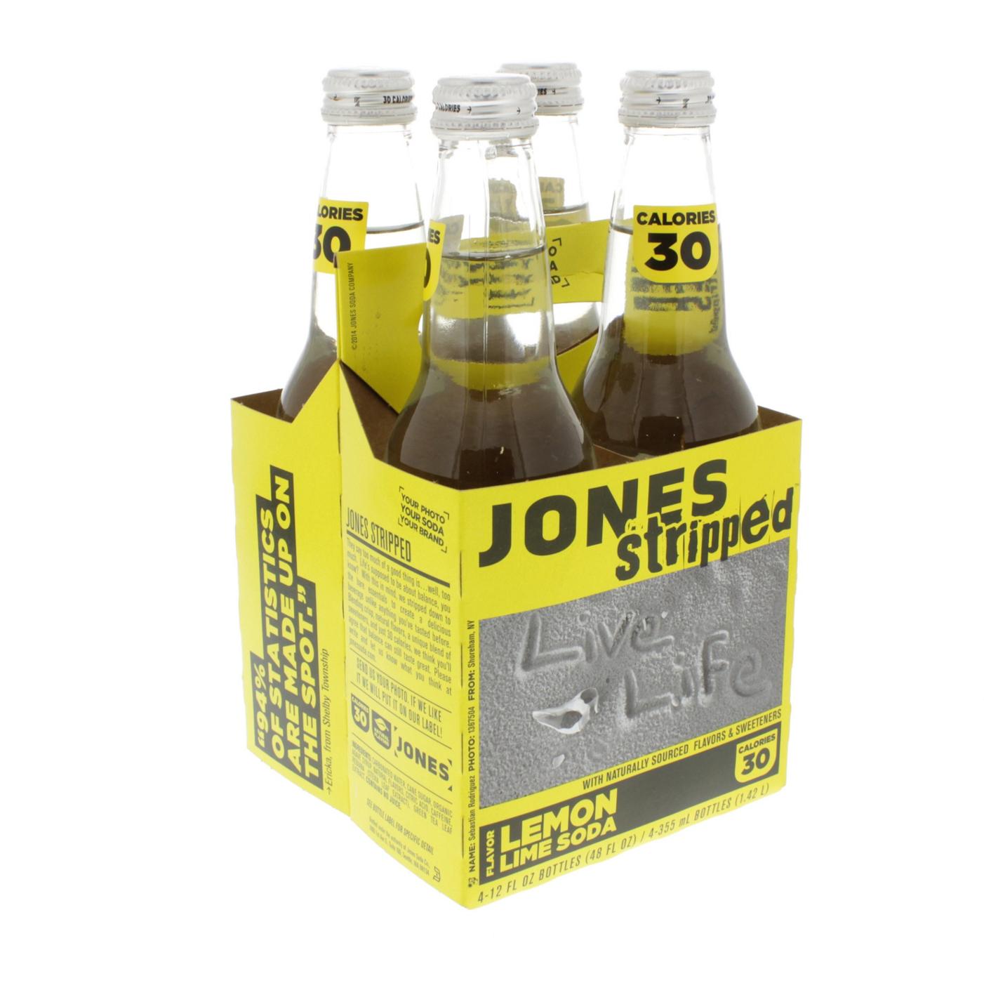 Jones Stripped Lemon Lime Soda, 4 PK Bottles; image 1 of 2