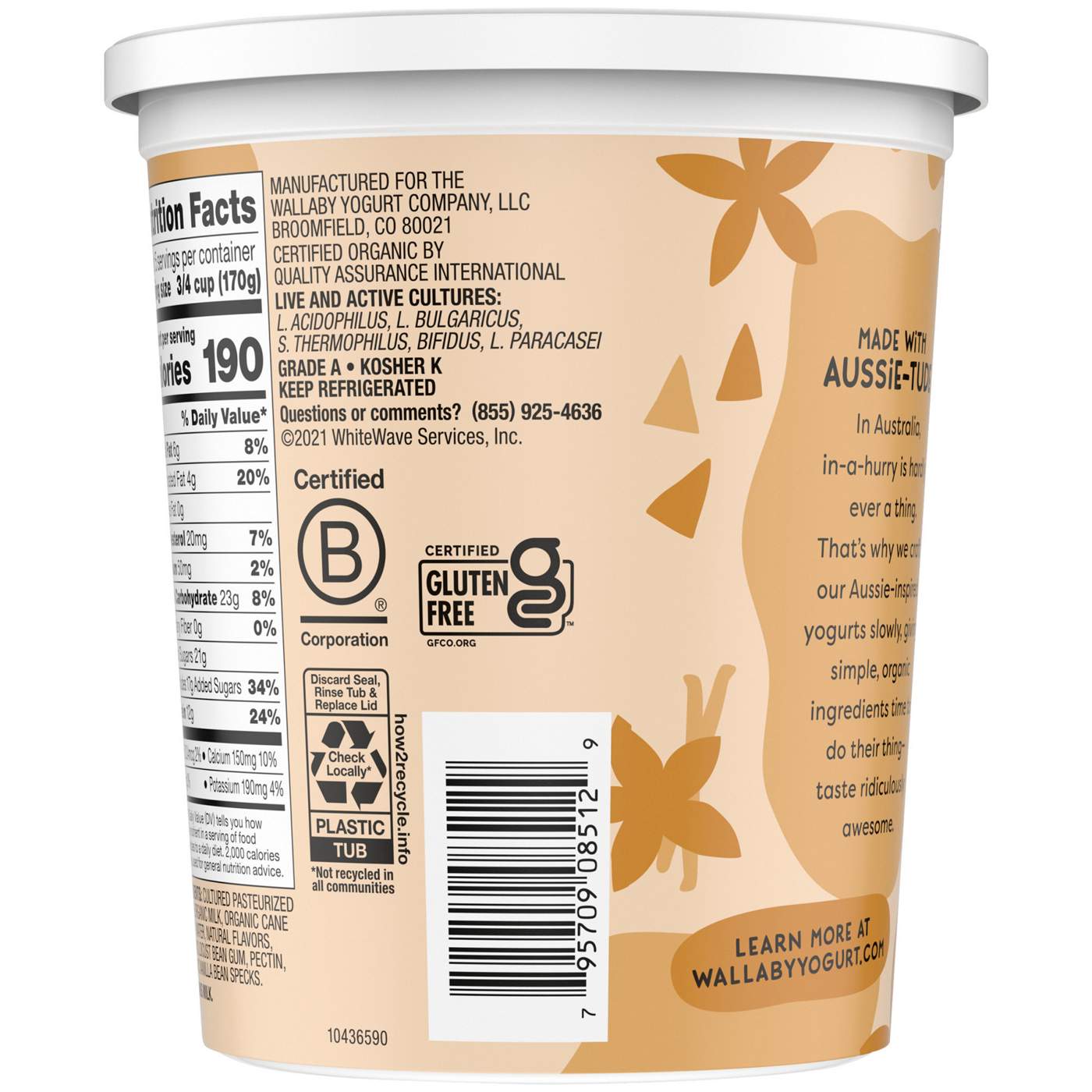 Wallaby Organic Vanilla Bean Greek Yogurt; image 4 of 6